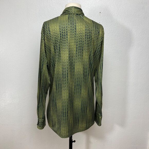 Vintage 70s Woman Mad House Shirt Blouse Medium Green Knit USA Mod Hipster - Picture 7 of 13
